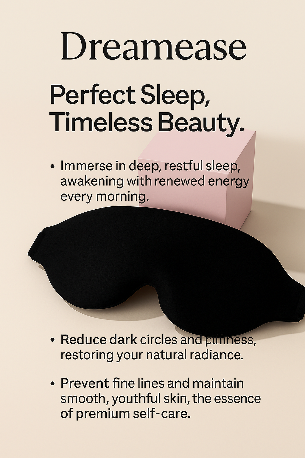 [DreamEase] 3D Sleep Mask – Eye Mask for Sleeping, Block Out Light, Ultra Soft for Women & Men, Travel, Nap & Bedtime Use